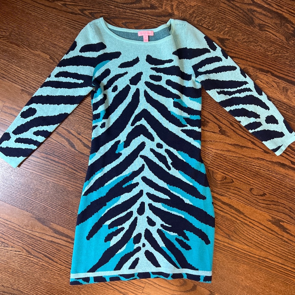 Lilly Pulitzer Zebra Print Sweater Dress XS